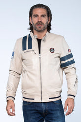 Carroll Shelby Cobra Men ecru leather jacket